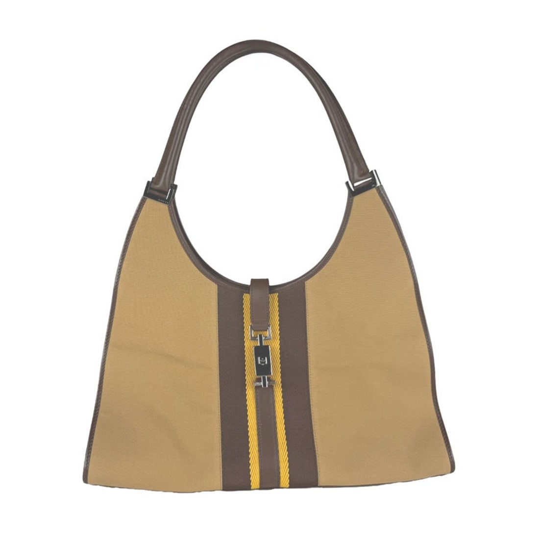 Gucci Jackie handbag, canvas and leather, brown, beige, yellow, women's, z11013: --- Catalog ---Category: SizeSize (HxWxD): 20cm x 38cm x 8cm / 7.87'' x 14.96'' x 3.14''Category: DesignType: HandbagColor: Beige, Brown, YellowGender: WomenMaterial: Canvas , Leather Category: Genera