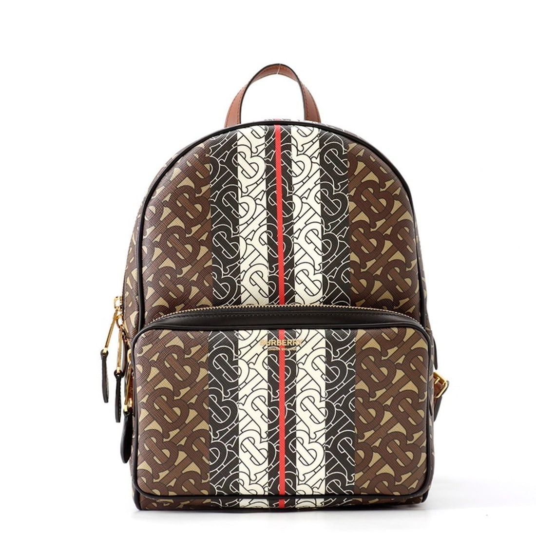 Burberry TB Monogram Backpack Leather 8019346 BURBERRY Handbag: --- Catalog ---Category: SizeWeight: 850g / 1.87lb.Size (HxWxD): 32.5cm x 22cm x 13.5cm / 12.79'' x 8.66'' x 5.31''Category: DesignType: BackpackColor: Brown, Multi-colorGender: WomenClosure: ZipperMa