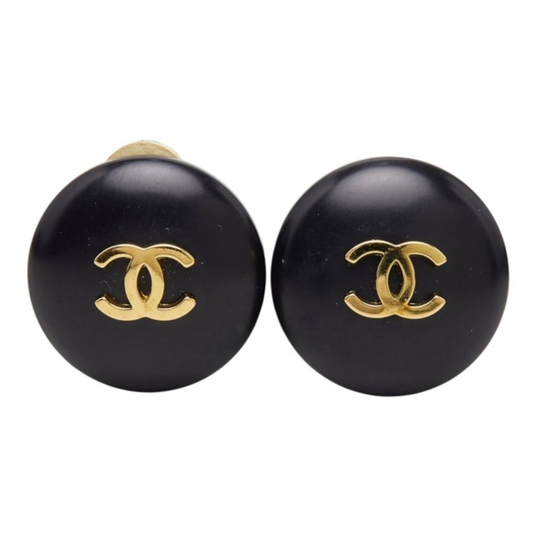 Chanel Coco Mark Vintage Earrings 95P Black Gold Plated Women's CHANEL: --- Catalog ---Category: SizeStone Size (HxW): 21.50mm x 21.50mm / 0.85'' x 0.85''Category: DesignColor: BlackGender: WomenCategory: GeneralBrand: Chanel--- Item List ---Section: ConditionRanking: Ran