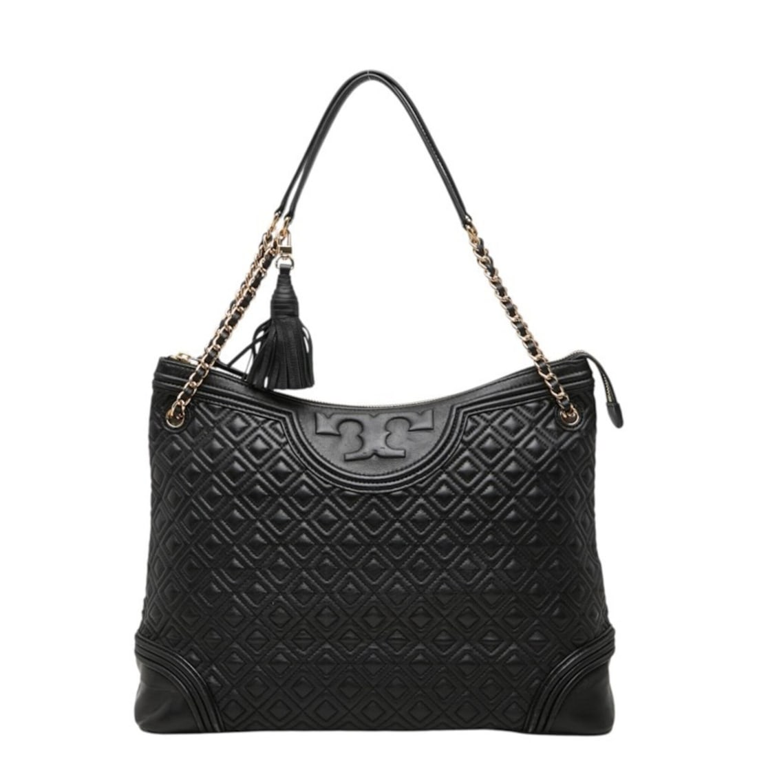 Tory Burch Fleming Handbag Shoulder Bag Diamond Quilted Black Leather Women's: --- Catalog ---Category: SizeSize (HxWxD): 26.5cm x 44cm x 14.5cm / 10.43'' x 17.32'' x 5.7''Category: DesignType: Handbag, Shoulder bagColor: BlackGender: WomenMaterial: Leather Category: GeneralBran