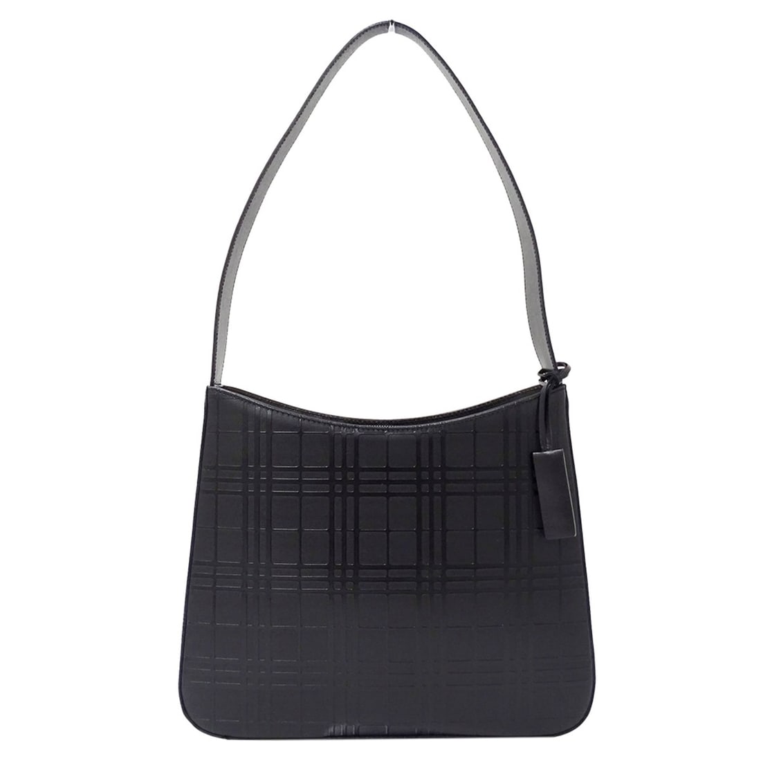 Burberry handbag for women, brand name shoulder bag, leather, black, check pattern, embossed,: --- Catalog ---Category: SizeSize (HxWxD): 23.5cm x 28cm x 7.5cm / 9.25'' x 11.02'' x 2.95''Category: DesignType: Shoulder bagColor: BlackGender: WomenMaterial: Leather Category: GeneralBrand: Burberr