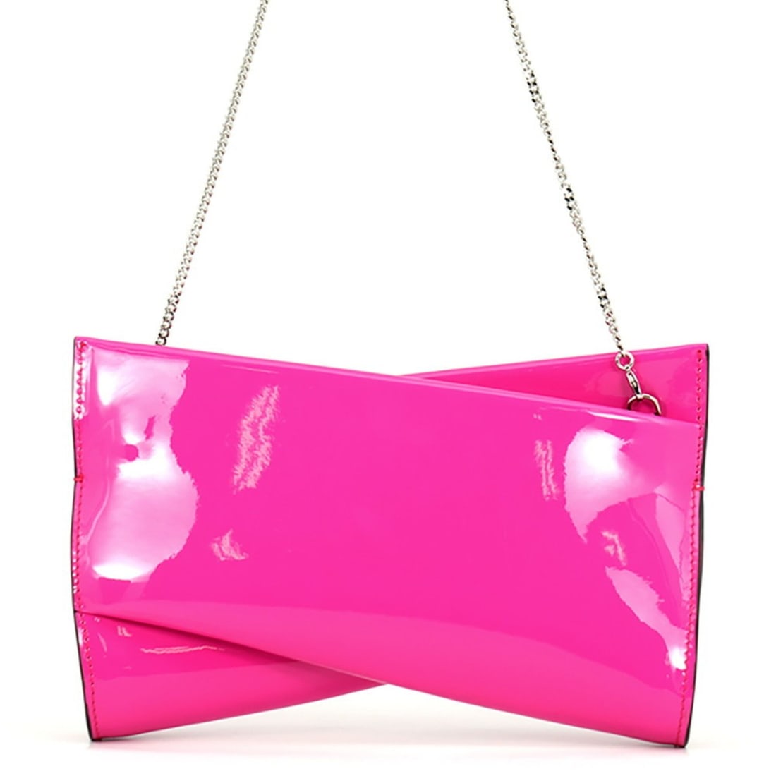 Christian Louboutin chain shoulder bag, patent leather; clutch; handbag; women's handbag.: --- Catalog ---Category: SizeWeight: 240g / 8.46oz.Size (HxWxD): 13.5cm x 22cm x 4.5cm / 5.31'' x 8.66'' x 1.77''Strap Length: 61.5cm / 24.21''Category: DesignType: Handbag, Shoulder bagColor: PinkGen