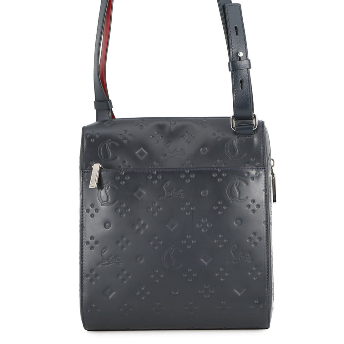 Christian Louboutin embossed shoulder bag; handbag;: --- Catalog ---Category: SizeWeight: 410g / 14.46oz.Size (HxWxD): 24cm x 21cm x 6cm / 9.44'' x 8.26'' x 2.36''Strap Length: 80cm - 134cm / 31.49'' - 52.75''Category: DesignType: Shoulder bagColor: Nav