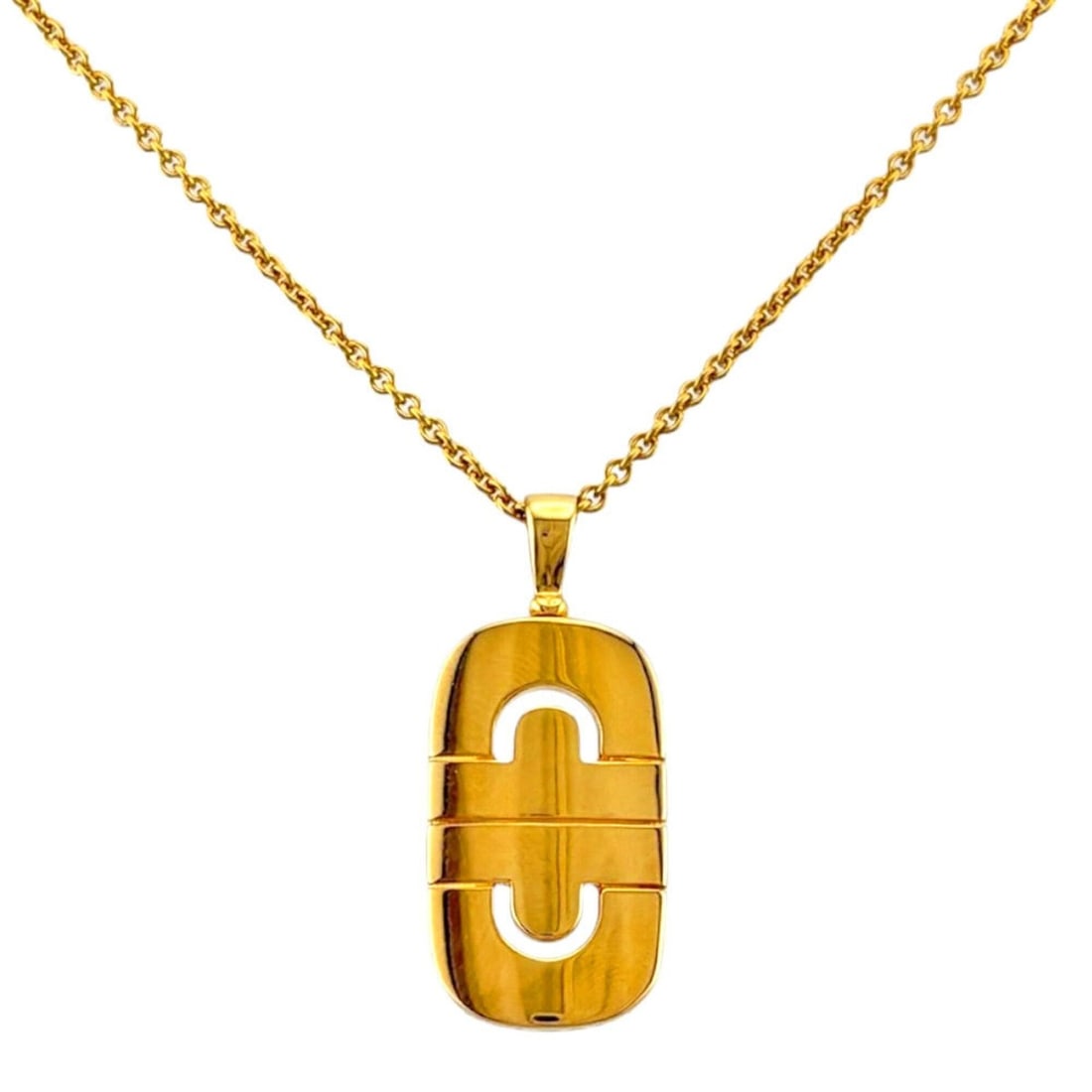 Bulgari Parentesi Necklace, 18K Yellow Gold, Women's BVLGARI: --- Catalog ---Category: SizePendant Size: 14.5mm x 33.5mm / 0.57'' x 1.31''Neck Circumference: 45 cm / 17.71''Category: DesignColor: Yellow goldGender: WomenMaterial: Yellow goldNecklace Type: Neckla