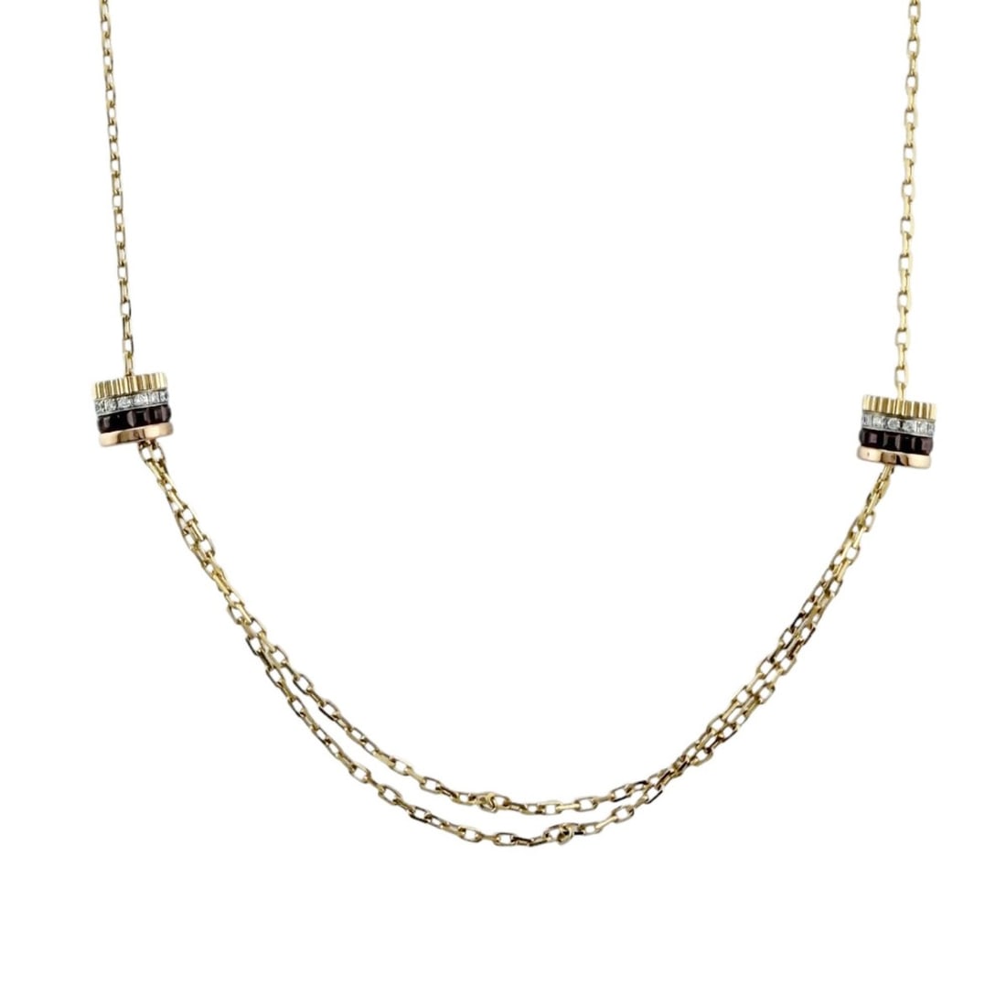 Boucheron Quatre Classic Necklace, 18K Yellow Gold, Diamond, Women's, Two Motifs: --- Catalog ---Category: SizePendant Size: 7mm x 6.5mm / 0.27'' x 0.25''Neck Circumference: 74 cm / 29.13''Category: DesignColor: Brown, Pink, YellowGender: WomenMaterial: Pink gold, Yellow goldNeckla