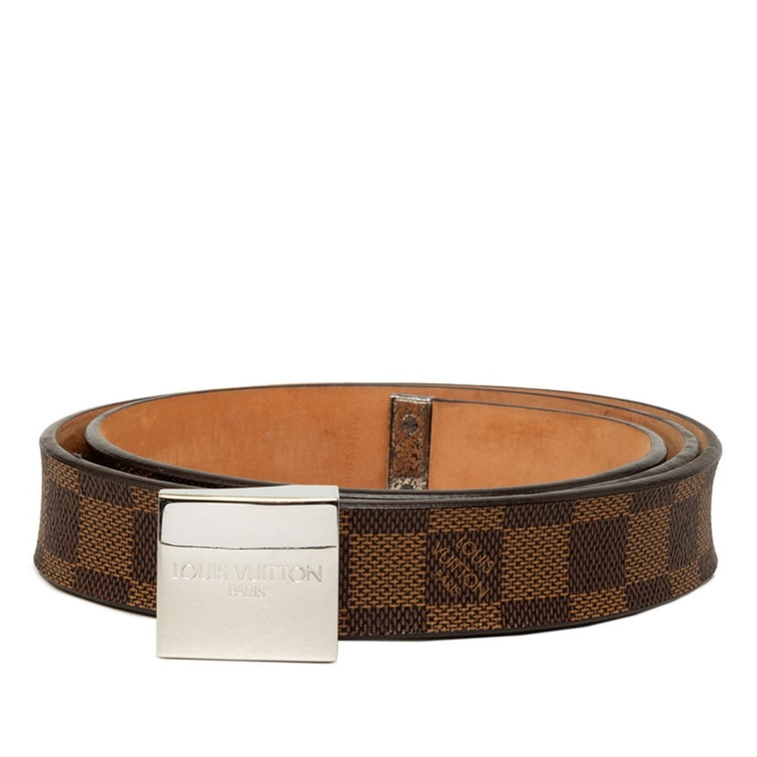 Louis Vuitton Damier Ceinture Carrée Belt, Size 95 (38), M6803, Brown, Silver Hardware, Leather,: --- Catalog ---Category: SizeWidth: 2.8cm / 1.1''Length: 89cm - 99cm / 35.03'' - 38.97''Category: DesignType: Standard beltColor: BrownGender: WomenMaterial (Strap): PVC , Leather Category: GeneralMPN