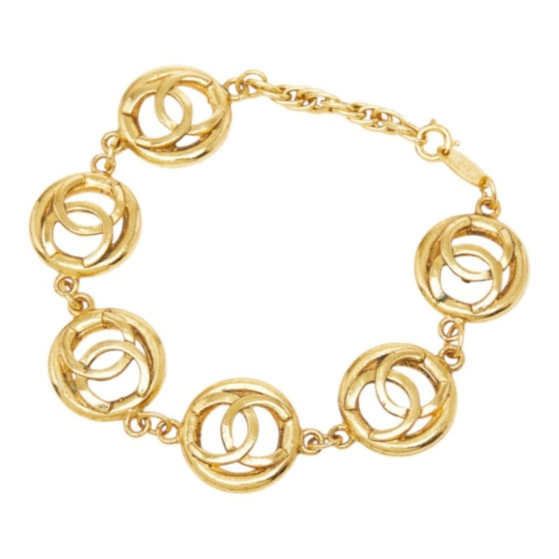 Chanel Coco Mark Vintage Chain Bracelet, Round, Gold Plated, Women's CHANEL: --- Catalog ---Category: SizeLength: 20.5cm / 8.07''Category: DesignType: Charm braceletColor: GoldGender: WomenMaterial: Gold platingCategory: GeneralBrand: Chanel--- Item List ---Section: ConditionR