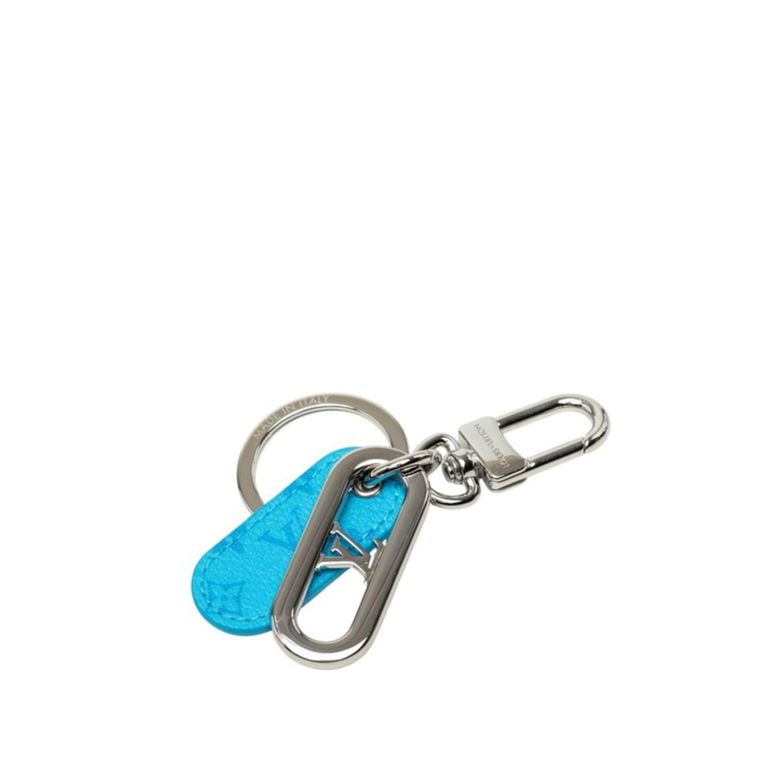 Louis Vuitton Keychain LV Signature M03668 Blue Silver Leather Metal Men's LOUIS VUITTON (1 of 13)