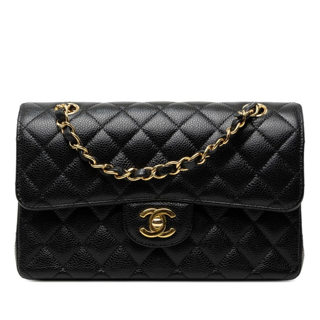 Chanel Matelassé 23 Coco Mark Double Flap Chain Shoulder Bag, Black with Gold Hardware, Caviar: --- Catalog ---Category: SizeSize (HxWxD): 14cm x 23cm x 6.5cm / 5.51'' x 9.05'' x 2.55''Category: DesignType: Shoulder bagColor: BlackGender: WomenMaterial: Grained Calfskin Category: GeneralBrand: C