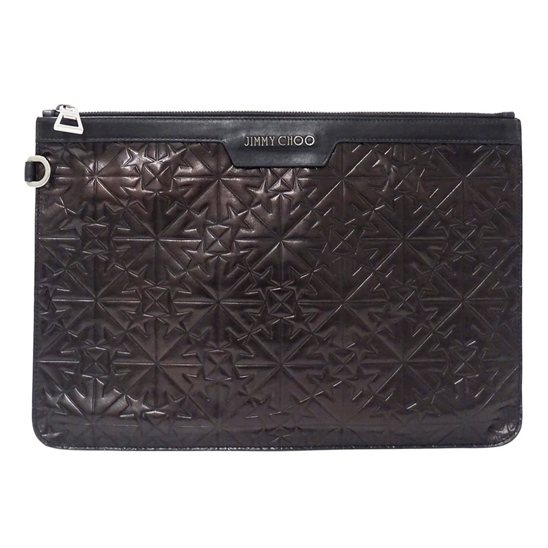 Jimmy Choo handbag for women and men, brand name clutch bag, second DEREK model, leather, black,: --- Catalog ---Category: SizeSize (HxWxD): 26cm x 38cm x 1cm / 10.23'' x 14.96'' x 0.39''Category: DesignType: Clutch bagColor: BlackGender: Men,WomenMaterial: Leather Category: GeneralBrand: Jimmy Ch
