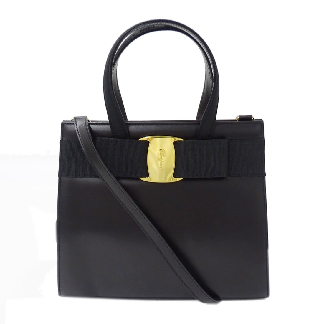 Salvatore Ferragamo Ferragamo handbag for women, brand name, handbag/shoulder bag, 2-way, Vara: --- Catalog ---Category: SizeSize (HxWxD): 21cm x 24cm x 9cm / 8.26'' x 9.44'' x 3.54''Category: DesignType: Handbag, Shoulder bagColor: BlackGender: WomenMaterial: Leather Category: GeneralBrand: Sal