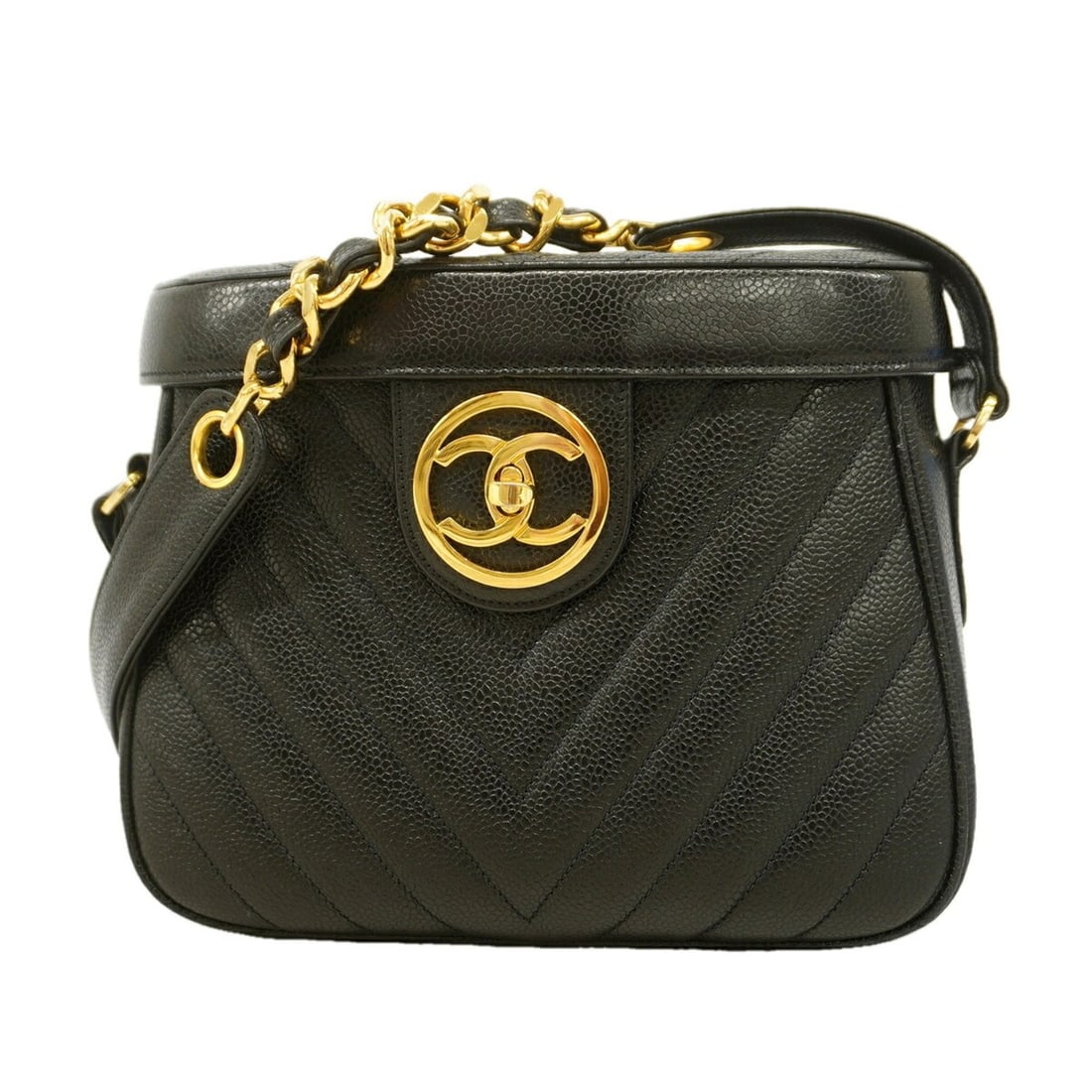 Chanel Shoulder Bag, V-Stitch, Caviar Leather, Black, Women's: --- Catalog ---Category: SizeSize (HxWxD): 19cm x 23cm x 8cm / 7.48'' x 9.05'' x 3.14''Category: DesignType: Shoulder bagColor: BlackGender: WomenMaterial: Grained Calfskin Hardware Color: GoldCategor