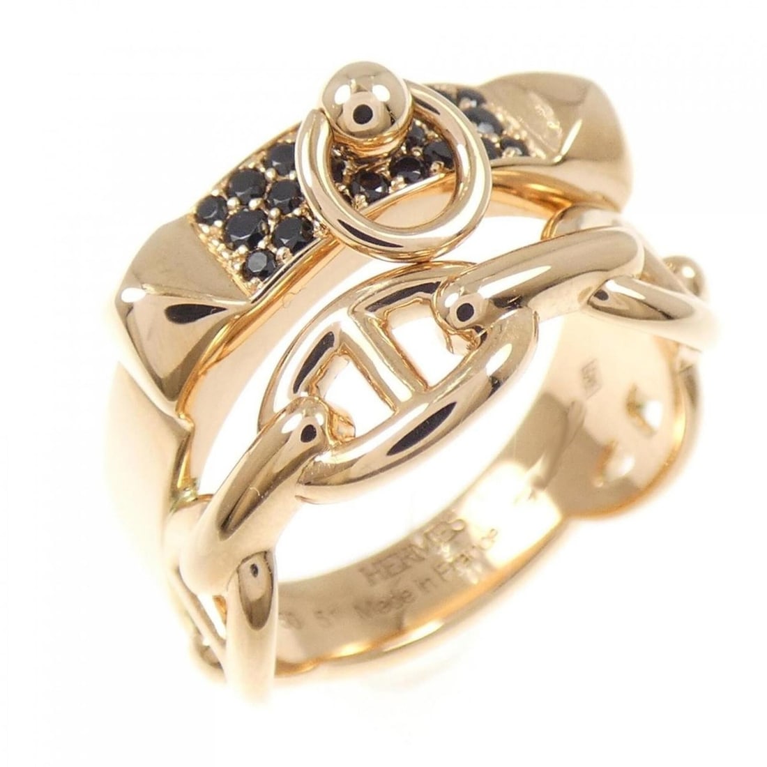 Hermes Spinel Ring: --- Catalog ---Category: SizeUS Size: 6Brand Size: 51Category: DesignType: Band ringGender: WomenMaterial: Pink gold (18K)Category: GeneralBrand: Hermes--- Item List ---Section: ConditionRanking: