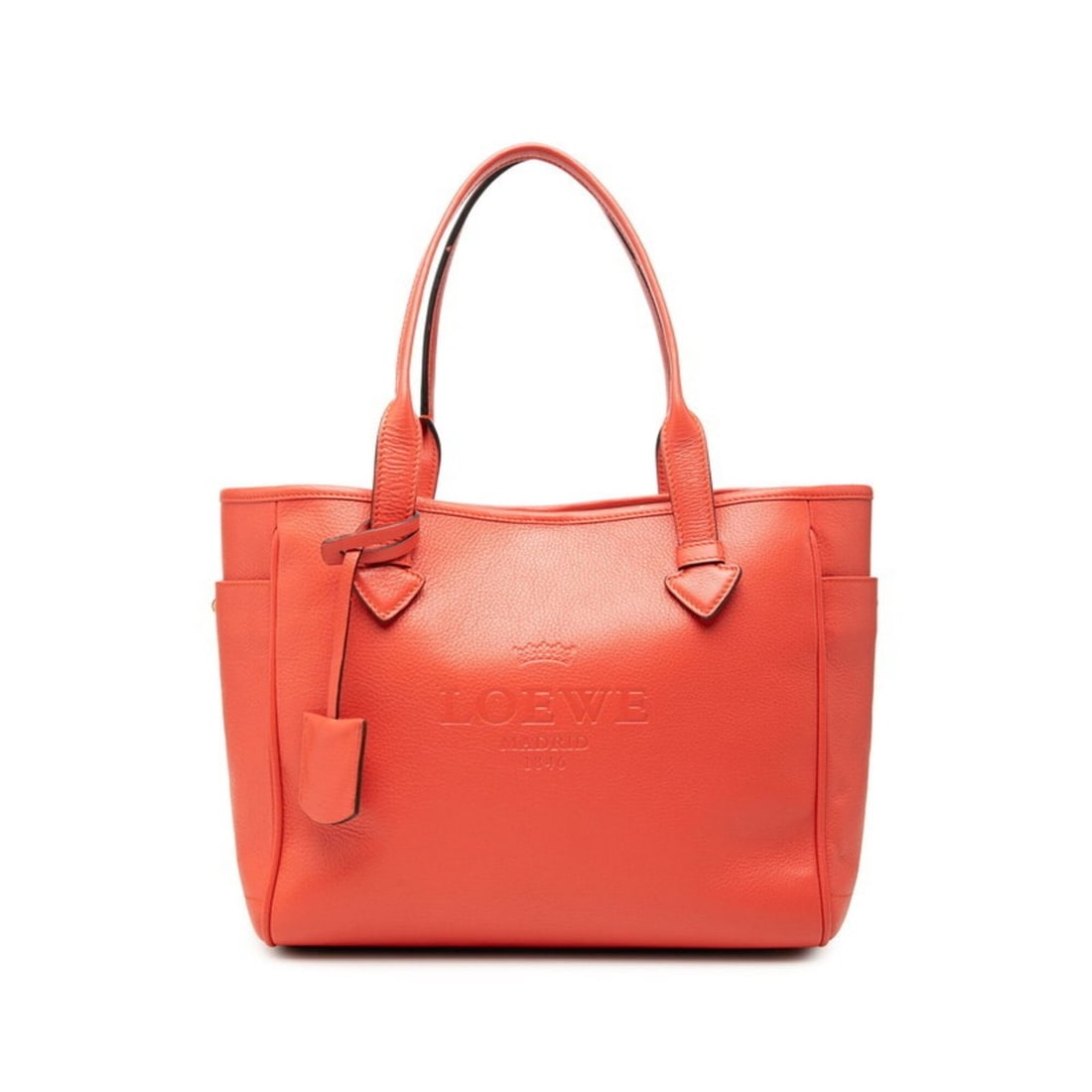 Loewe Heritage Logo Embossed Tote Bag Shoulder Bag, Red Leather, Women's LOEWE: --- Catalog ---Category: SizeHandle Drop: 18.00cm / 7.09''Size (HxWxD): 13cm x 29.5cm x 25cm / 5.11'' x 11.61'' x 9.84''Category: DesignType: Shoulder bag, Tote bagColor: Red colorGender:
