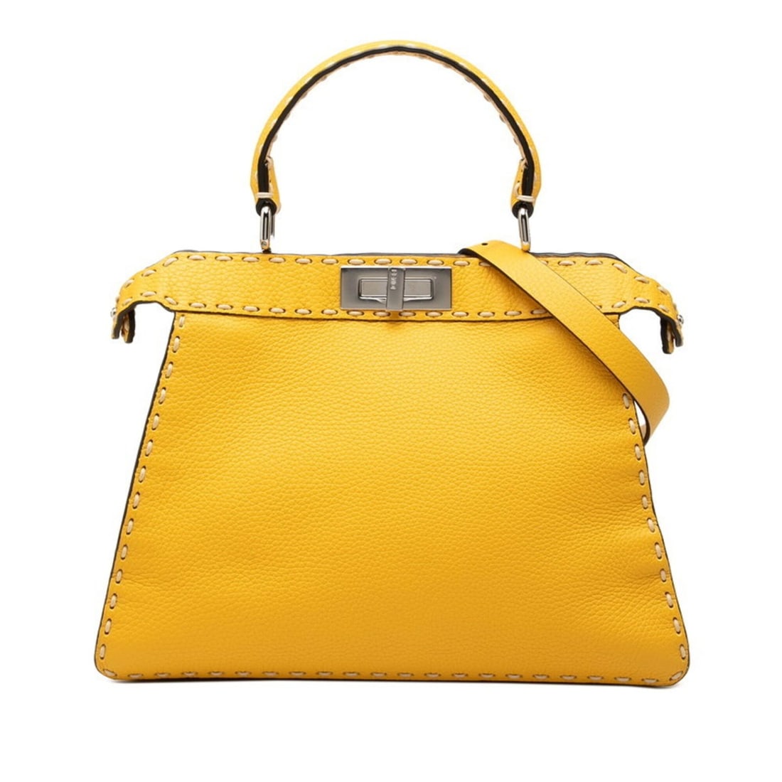 Fendi Peekaboo Selleria I.U Medium Handbag Shoulder Bag 2WAY 8BN321 Yellow Women's FENDI: --- Catalog ---Category: SizeStrap Drop: 56cm / 22.04''Handle Drop: 12.00cm / 4.72''Size (HxWxD): 24cm x 33cm x 11cm / 9.44'' x 12.99'' x 4.33''Category: DesignType: Handbag, Shoulder bagColor: Yellow