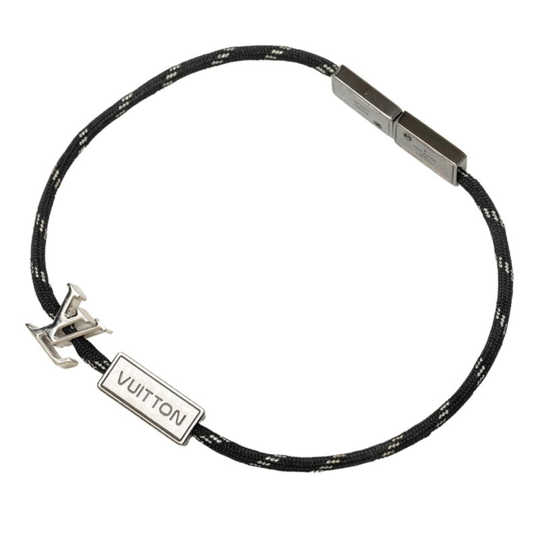 Louis Vuitton Bracelet LV Satellite Logo Plate MP2231 Silver Black Nylon Metal Women's LOUIS VUITTON (1 of 9)