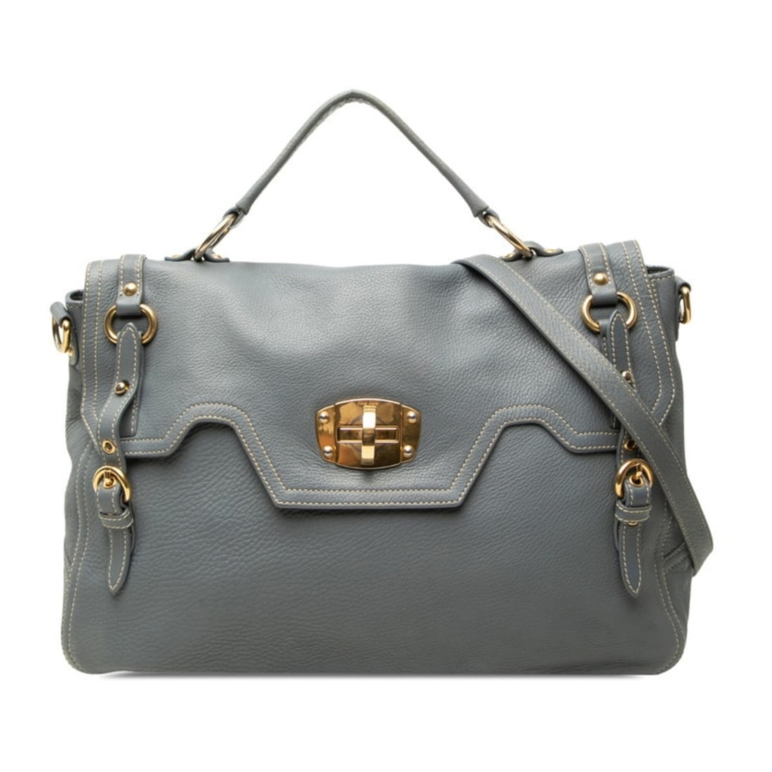 Miu Miu Miu Handbag Shoulder Bag 2-Way Gray Blue Leather Women's MIUMIU (1 of 12)
