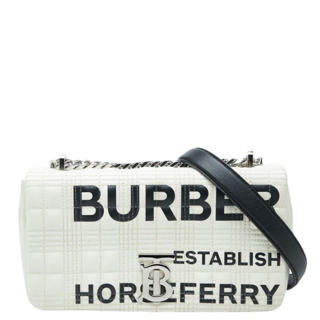 Burberry TB Logo Small Laura Chain Shoulder Bag White Black Leather Women's BURBERRY: --- Catalog ---Category: SizeSize (HxWxD): 13.5cm x 23cm x 5cm / 5.31'' x 9.05'' x 1.96''Category: DesignType: Shoulder bagColor: Black, WhiteGender: WomenMaterial: Leather Category: GeneralBrand: Bur