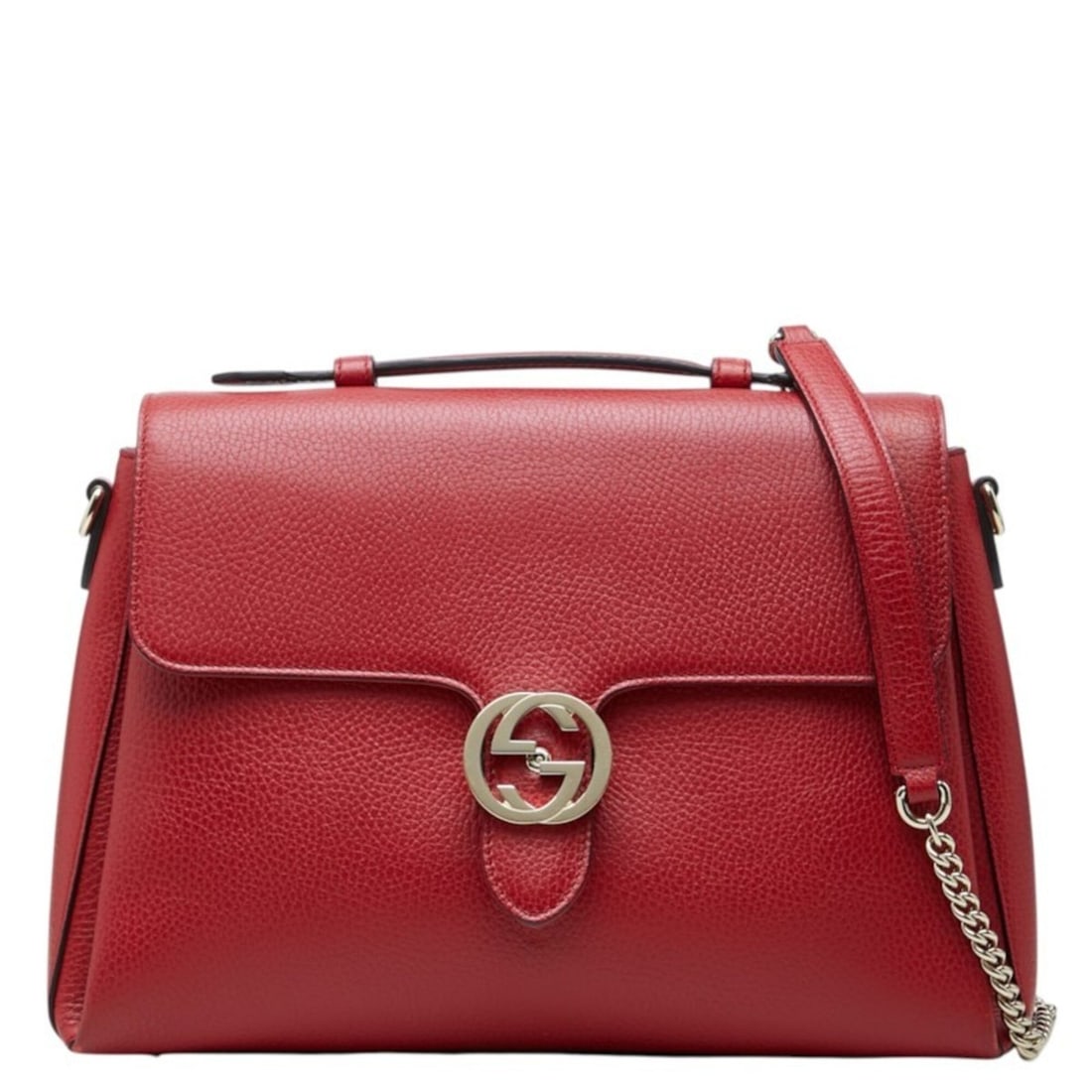 Gucci Interlocking G Handbag Chain Shoulder Bag 2WAY 510306 Red Leather Women's GUCCI (1 of 11)