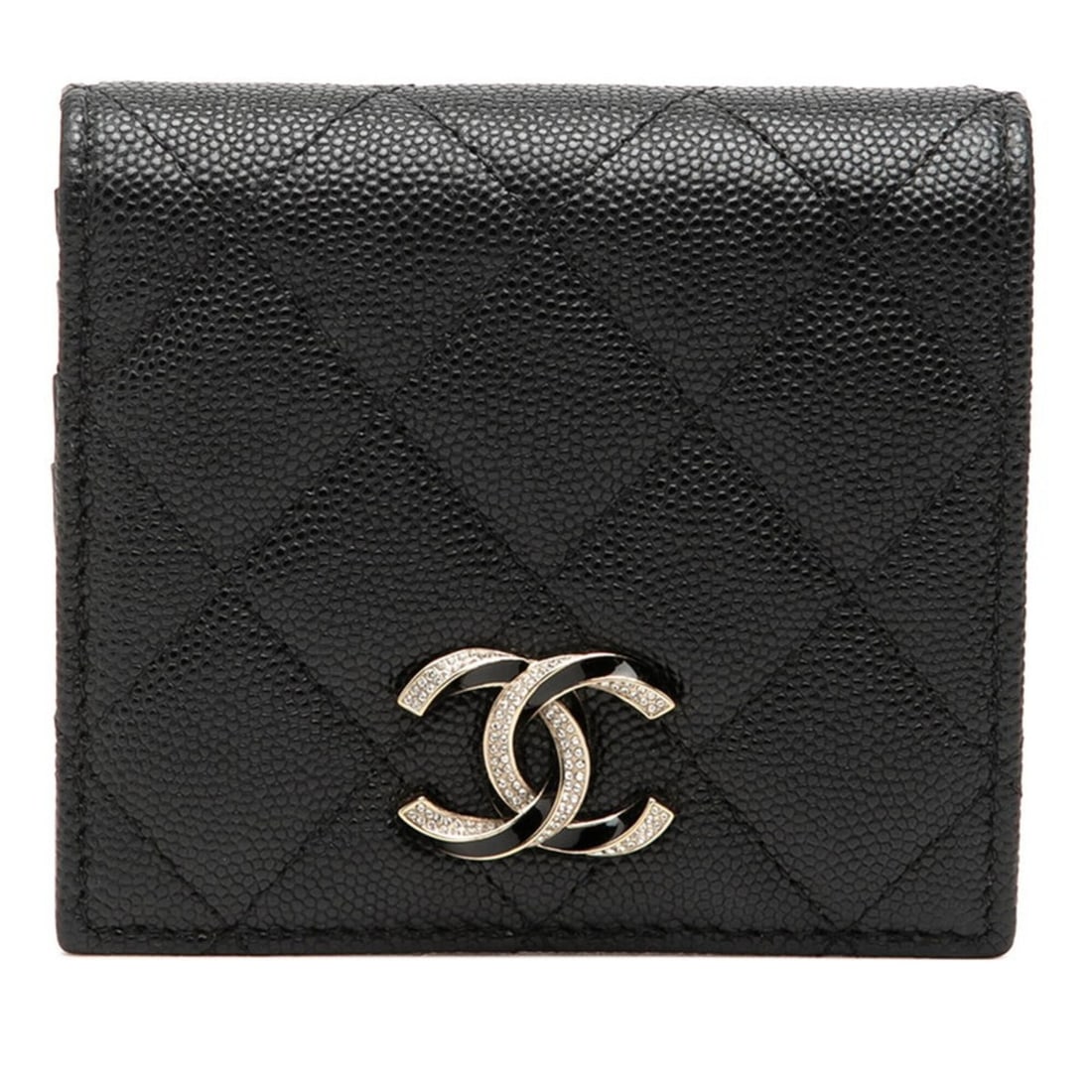 Chanel Coco Mark Matelassé Bi-fold Wallet AP3341 Black Gold Caviar Skin Rhinestone Women's CHANEL: --- Catalog ---Category: SizeSize (HxWxD): 9cm x 10cm x 3cm / 3.54'' x 3.93'' x 1.18''Category: DesignType: Wallet (bi-fold)Color: BlackGender: WomenMaterial: Grained Calfskin , Rhinestone Category: G