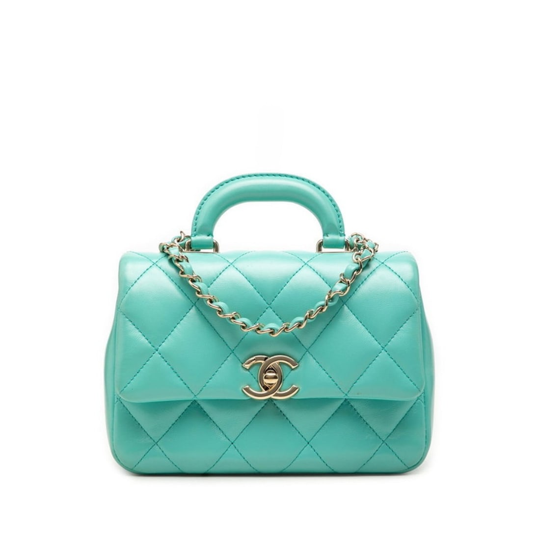Chanel Coco Mark Matelassé Top Handle Chain Shoulder Bag AS4544 Blue-Green Calfskin Women's CHANEL: --- Catalog ---Category: SizeSize (HxWxD): 13cm x 19cm x 7cm / 5.11'' x 7.48'' x 2.75''Category: DesignType: Shoulder bagColor: Blue greenGender: WomenMaterial: Leather Category: GeneralBrand: Chanel-
