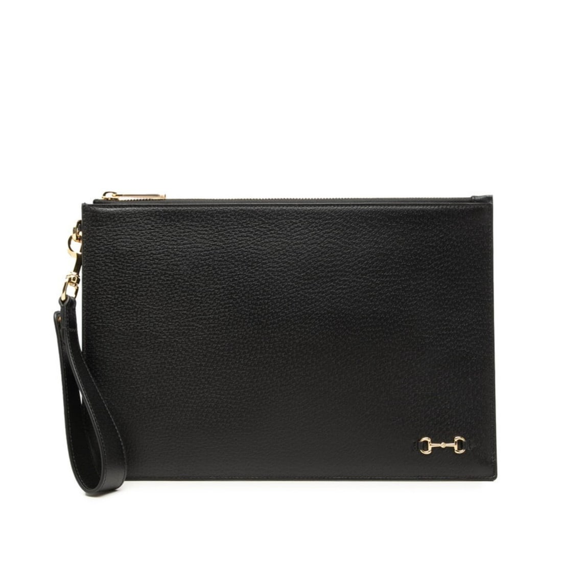 Gucci Horsebit Clutch Bag, Second 700524, Black Gold Leather, Women's, GUCCI: --- Catalog ---Category: SizeSize (HxWxD): 20cm x 30cm x 1cm / 7.87'' x 11.81'' x 0.39''Category: DesignType: Clutch bagColor: BlackGender: WomenMaterial: Leather Category: GeneralBrand: Gucci--- Item