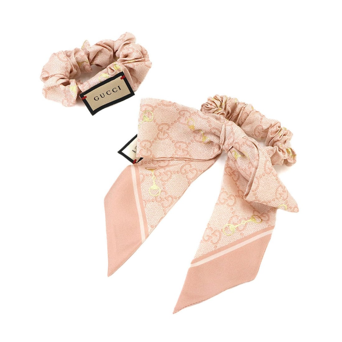 Gucci GG Silk Scrunchie Set, Pink, 770292 (Hair Scrunchie): --- Catalog ---Category: SizeWeight: 14.9g / 0.52oz.Size (LxW): 2.5cm x 9cm / 0.98'' x 3.54''Category: DesignType: ScrunchieColor: PinkGender: WomenMaterial: SilkCategory: GeneralBrand: Gucci--- Item
