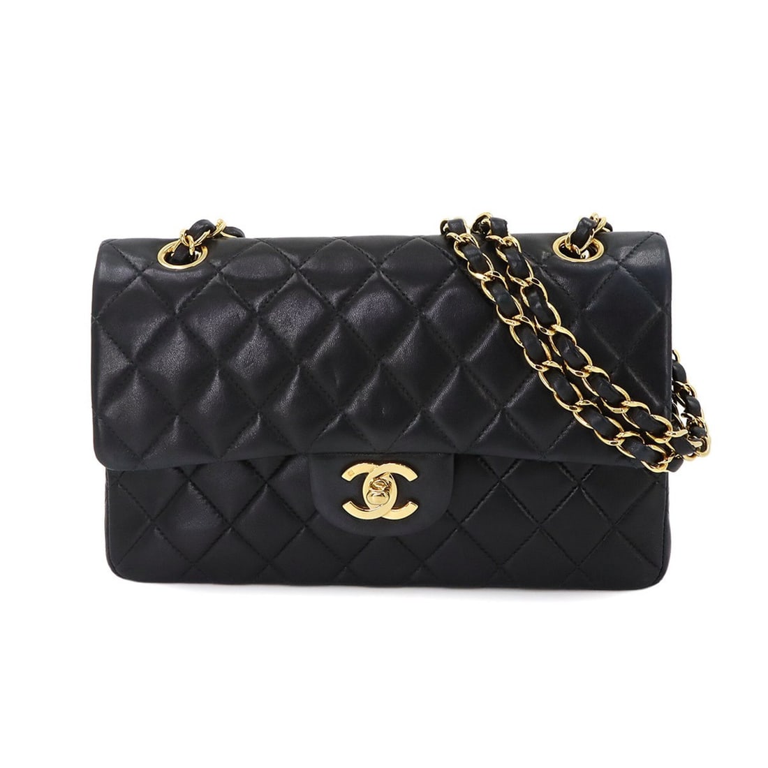 Chanel Matelasse 23 Chain Shoulder Handbag, Lambskin, Black, A01113, Gold Hardware: --- Catalog ---Category: SizeWeight: 475g / 1.04lb.Size (HxWxD): 13.5cm x 22.5cm x 6.5cm / 5.31'' x 8.85'' x 2.55''Strap Length: 53cm - 90cm / 20.86'' - 35.43''Category: DesignType: Handbag, Shoulder