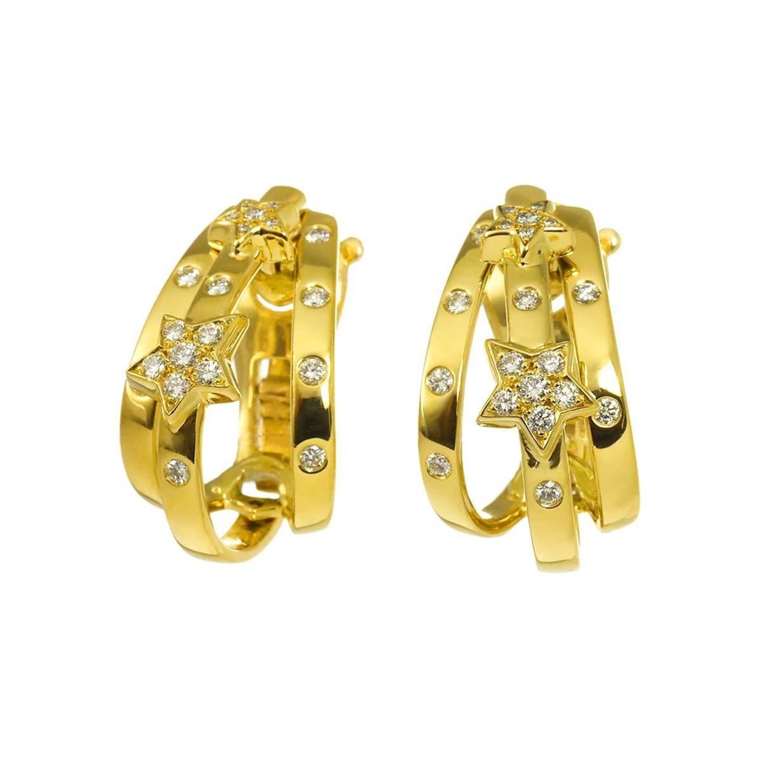 Chanel Comet Diamond Earrings, 18K Yellow Gold (750), Clip-on style.: --- Catalog ---Category: SizeWeight: 19.1g / 0.67oz.Size (HxWxD): 26.20mm x 14.70mm / 1.03'' x 0.58''Category: DesignType: Clip earringsStone: DiamondGender: WomenMaterial: Yellow gold (18K)Category: