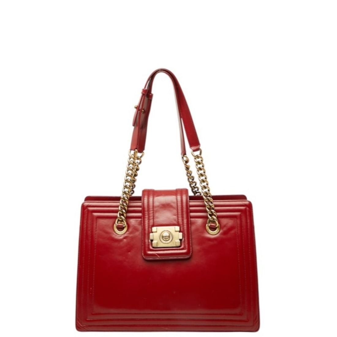Chanel Coco Mark Boy 32 Chain Tote Bag Shoulder Red Gold Calfskin Women's CHANEL: --- Catalog ---Category: SizeSize (HxWxD): 21cm x 32cm x 13cm / 8.26'' x 12.59'' x 5.11''Category: DesignType: Shoulder bag, Tote bagColor: Red colorGender: WomenMaterial: Leather Category: GeneralBra