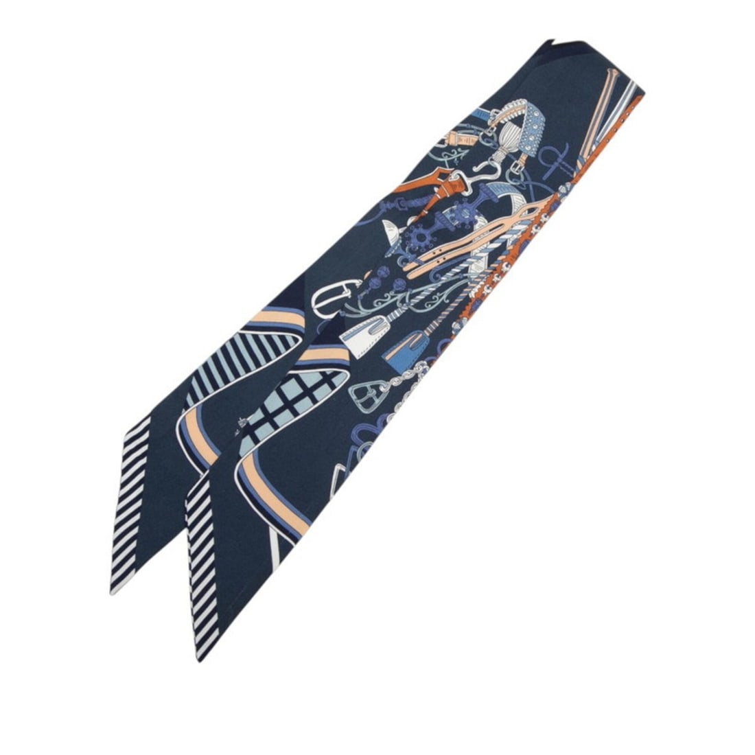 Hermes Twilly Saddler's Bouquets Seller Scarf Muffler Navy Multicolor Silk Women's HERMES: --- Catalog ---Category: SizeSize (LxW): 84.5cm x 5cm / 33.26'' x 1.96''Category: DesignType: ScarfColor: Multi-color, NavyGender: WomenMaterial: Silk Category: GeneralBrand: Hermes--- Item List ---Se