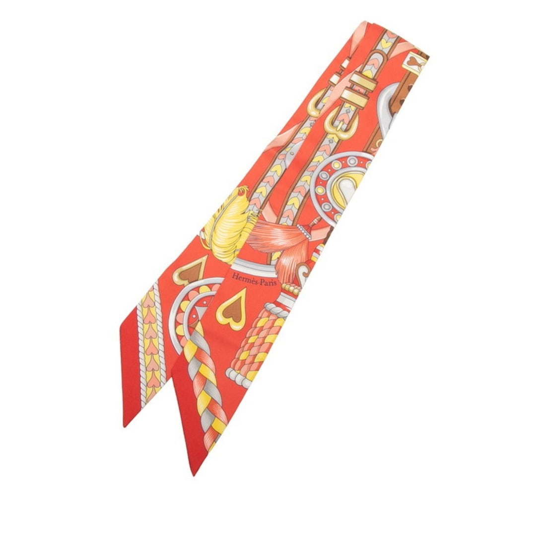 Hermes Twilly Harnais de Cur Scarf Muffler Red Multicolor Silk Women's HERMES: --- Catalog ---Category: SizeSize (LxW): 85.5cm x 5cm / 33.66'' x 1.96''Category: DesignType: ScarfColor: Multi-color, Red colorGender: WomenMaterial: Silk Category: GeneralBrand: Hermes--- Item List 