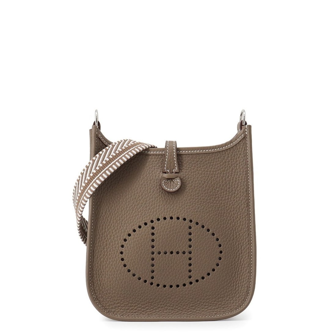Hermes Evelyne TPM Shoulder Bag 111cm Amazon Sangle Caval Etoupe Taurillon Clemence K Stamp Handbag: --- Catalog ---Category: SizeWeight: 230g / 8.11oz.Size (HxWxD): 19cm x 16cm x 5.5cm / 7.48'' x 6.29'' x 2.16''Strap Length: 111cm / 43.7''Category: DesignType: Handbag, Shoulder bagColor: Etoupe gray