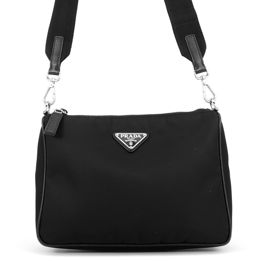 Prada Shoulder Bag Re-Nylon Nylon Saffiano Leather 2VH113 PRADA Black Handbag: --- Catalog ---Category: SizeWeight: 390g / 13.75oz.Size (HxWxD): 17cm x 25cm x 7cm / 6.69'' x 9.84'' x 2.75''Strap Length: 98cm - 144cm / 38.58'' - 56.69''Category: DesignType: Handbag, Shoulder bagC