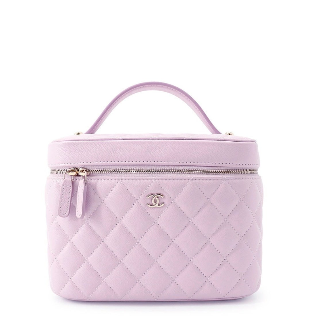 Chanel Vanity Bag Matelassé Coco Mark Caviar Skin AP2573 CHANEL Handbag Women's: --- Catalog ---Category: SizeWeight: 440g / 15.52oz.Size (HxWxD): 15cm x 21cm x 14cm / 5.9'' x 8.26'' x 5.51''Category: DesignType: Handbag, Vanity bagColor: Light purpleGender: WomenClosure: ZipperMa