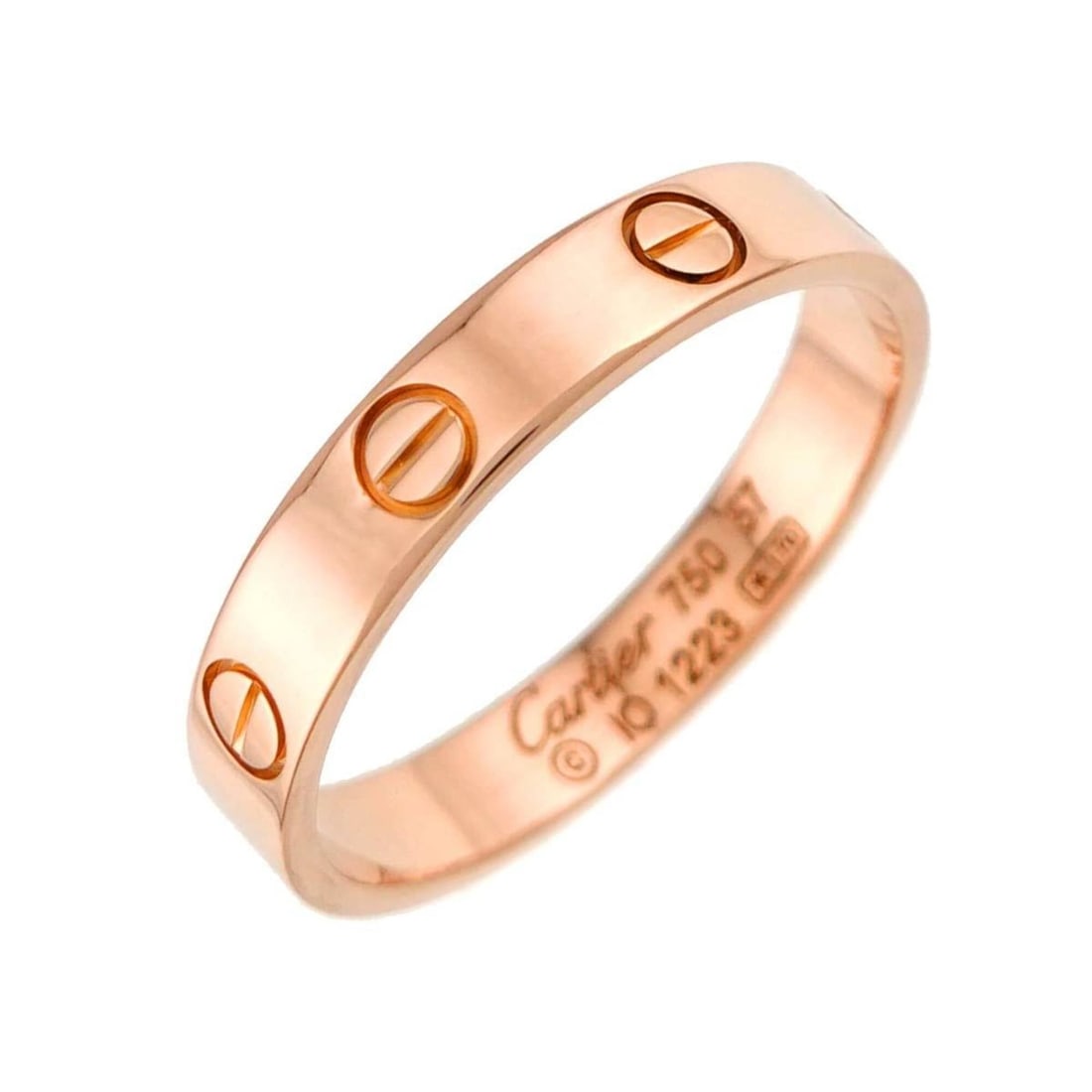 Cartier Mini Love Ring #57, 18K PG Pink Gold 750.: --- Catalog ---Category: SizeUS Size: 8.5Brand Size: 57Category: DesignType: Band ringGender: Men,WomenMaterial: Pink gold (18K)Category: GeneralBrand: Cartier--- Item List ---Section: ConditionRankin