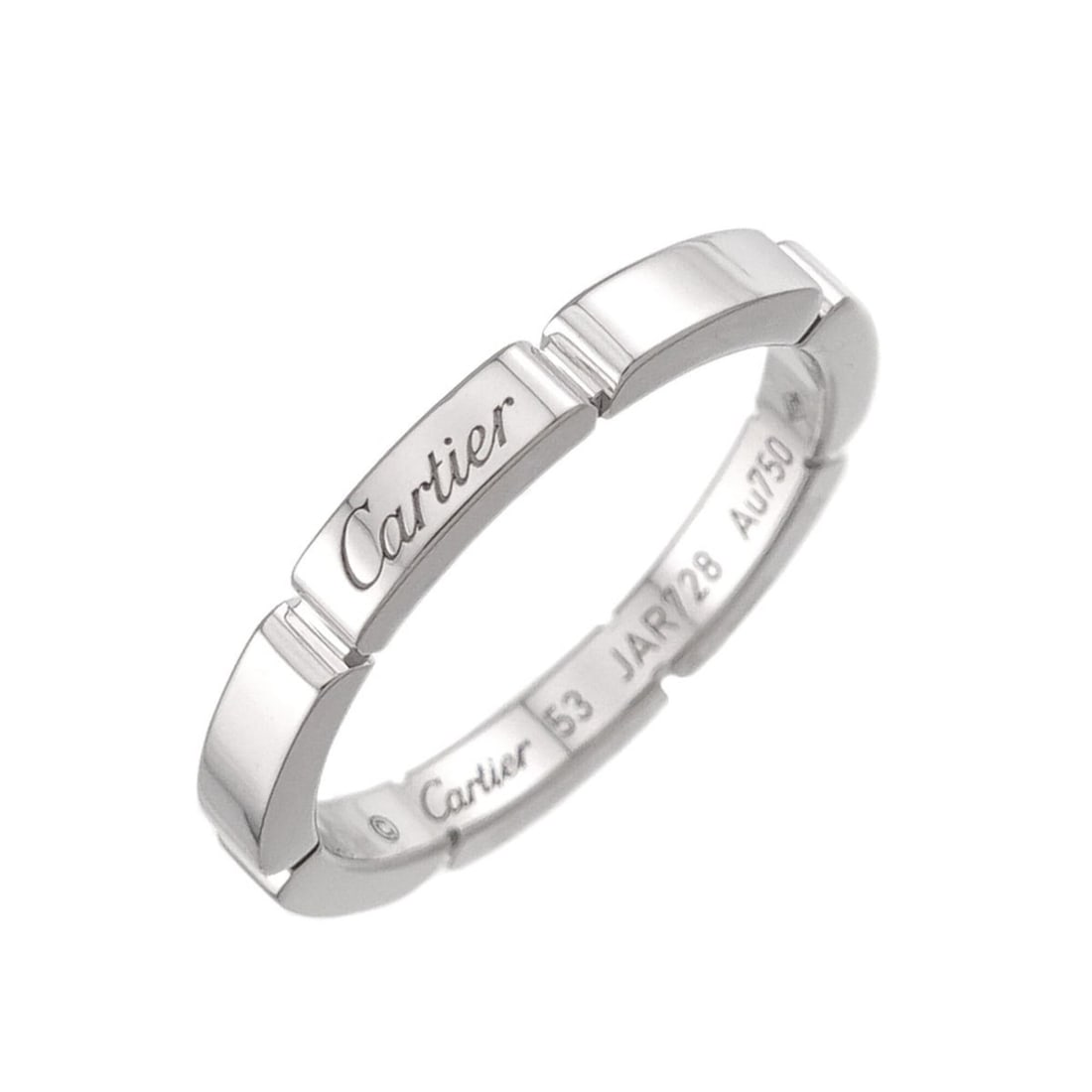 Cartier Maillon Panthère Ring #53, 18K White Gold (750): --- Catalog ---Category: SizeUS Size: 6.5Brand Size: 53Category: DesignType: Band ringGender: WomenMaterial: White gold (18K)Category: GeneralBrand: Cartier--- Item List ---Section: ConditionRanking: 