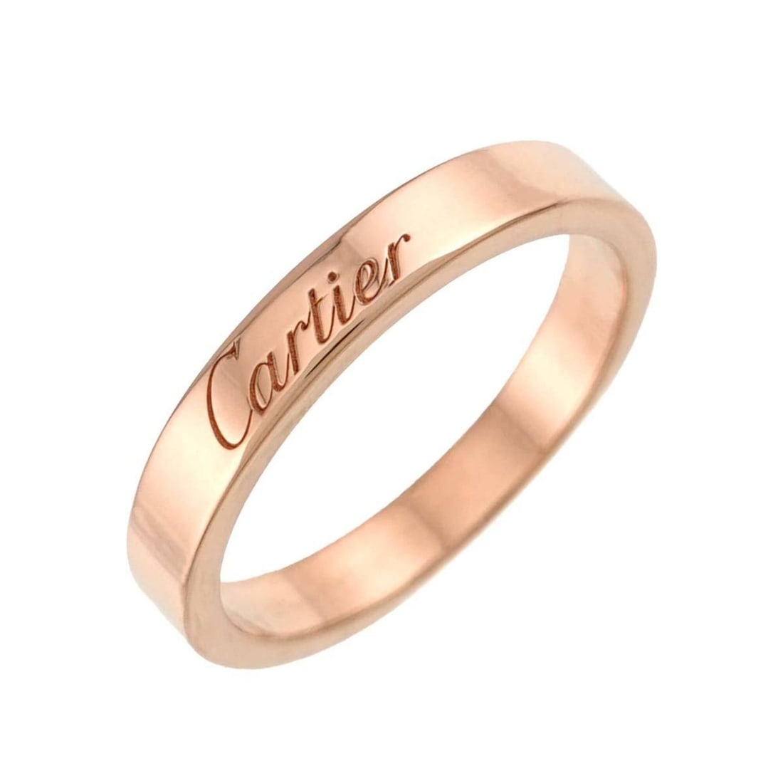Cartier C de Ring #51, 3mm wide, 18K PG (Pink Gold 750), engraved.: --- Catalog ---Category: SizeUS Size: 6Brand Size: 51Category: DesignType: Band ringGender: WomenMaterial: Pink gold (18K)Category: GeneralBrand: Cartier--- Item List ---Section: ConditionRanking: Ran