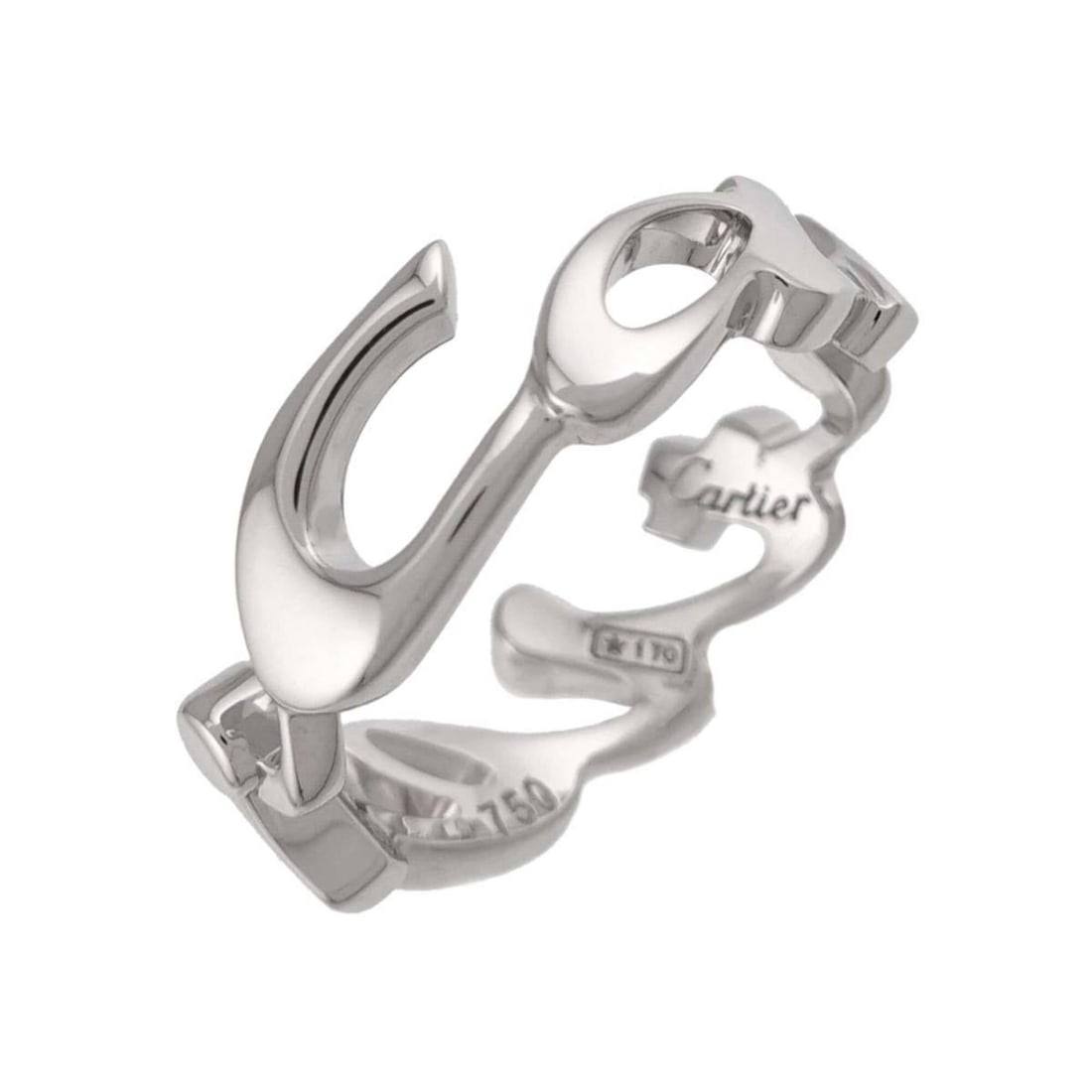 Cartier #48 Ring, 18K WG (White Gold 750), Logo Ring: --- Catalog ---Category: SizeUS Size: 4.5Brand Size: 48Category: DesignType: Band ringGender: WomenMaterial: White gold (18K)Category: GeneralBrand: Cartier--- Item List ---Section: ConditionRanking: 