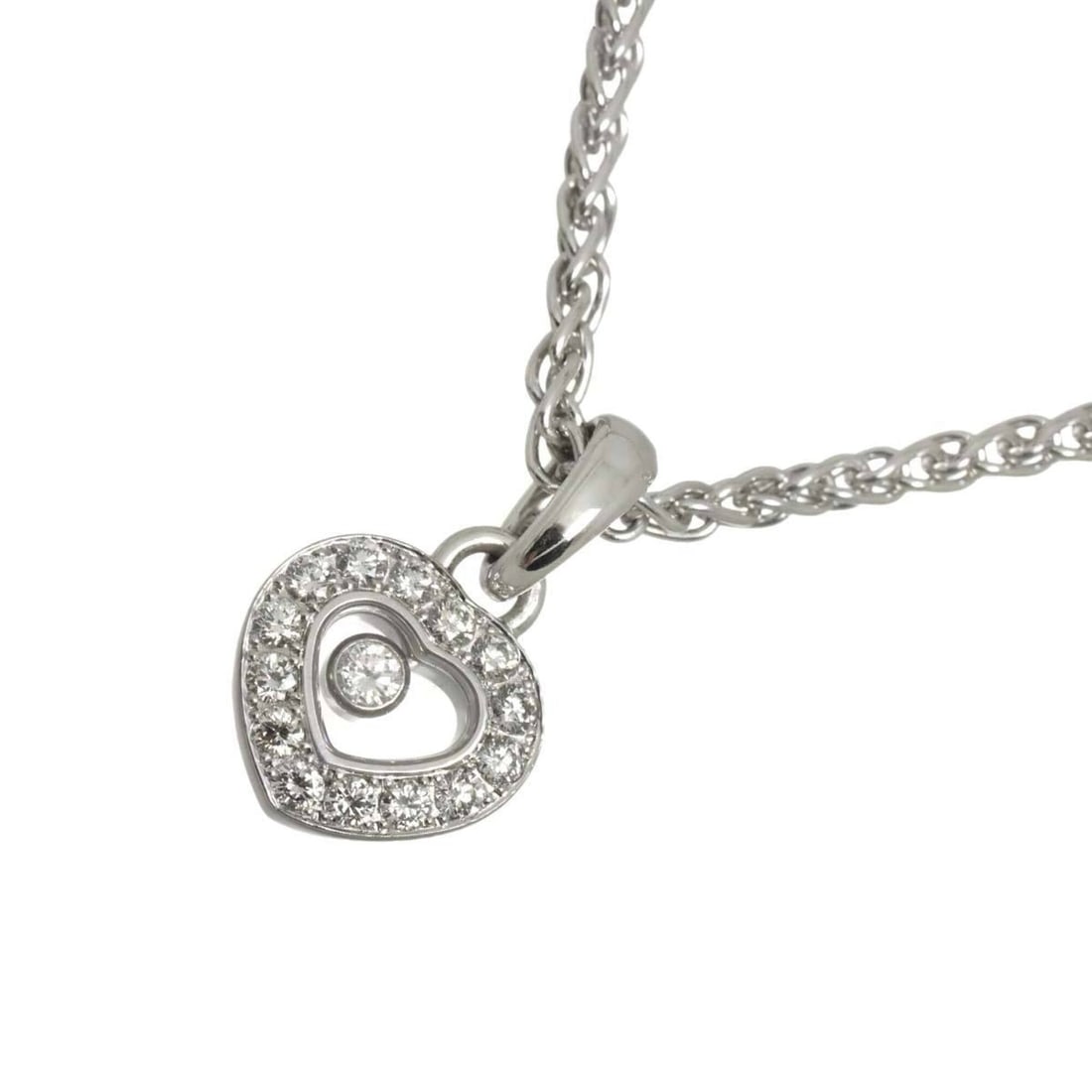 Chopard Happy Diamonds Heart Necklace, 42cm, 18K WG (White Gold 750): --- Catalog ---Category: SizePendant Size: 17mm x 10.3mm / 0.66'' x 0.4''Neck Circumference: 42 cm / 16.53''Category: DesignGender: WomenMaterial: White gold (18K)Necklace Type: NecklaceCategory: Gene