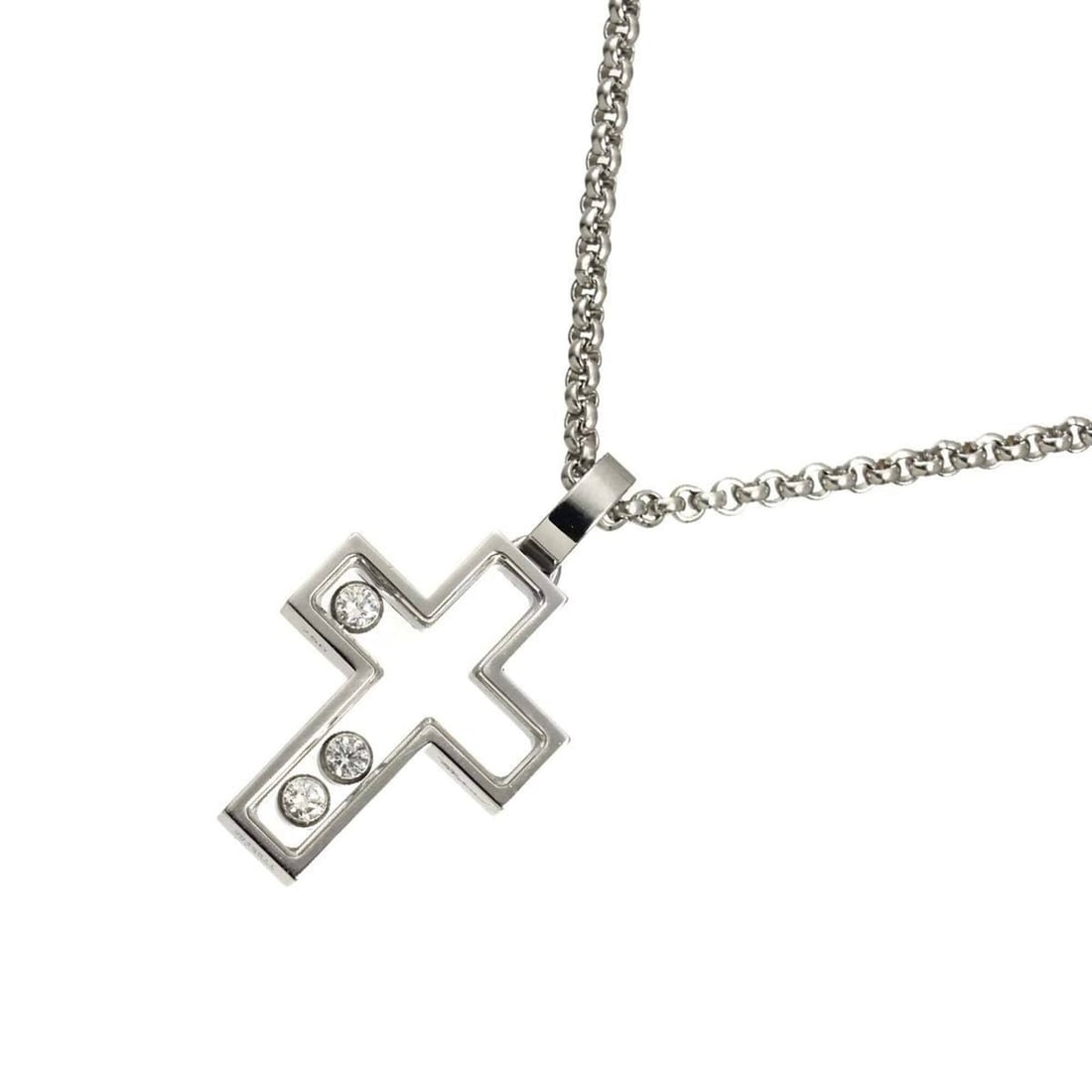 Chopard Happy Diamonds Cross Necklace, 42cm, 18K WG (White Gold 750): --- Catalog ---Category: SizePendant Size: 27mm x 15mm / 1.06'' x 0.59''Neck Circumference: 42 cm / 16.53''Category: DesignGender: WomenMaterial: White gold (18K)Necklace Type: NecklaceCategory: Gener