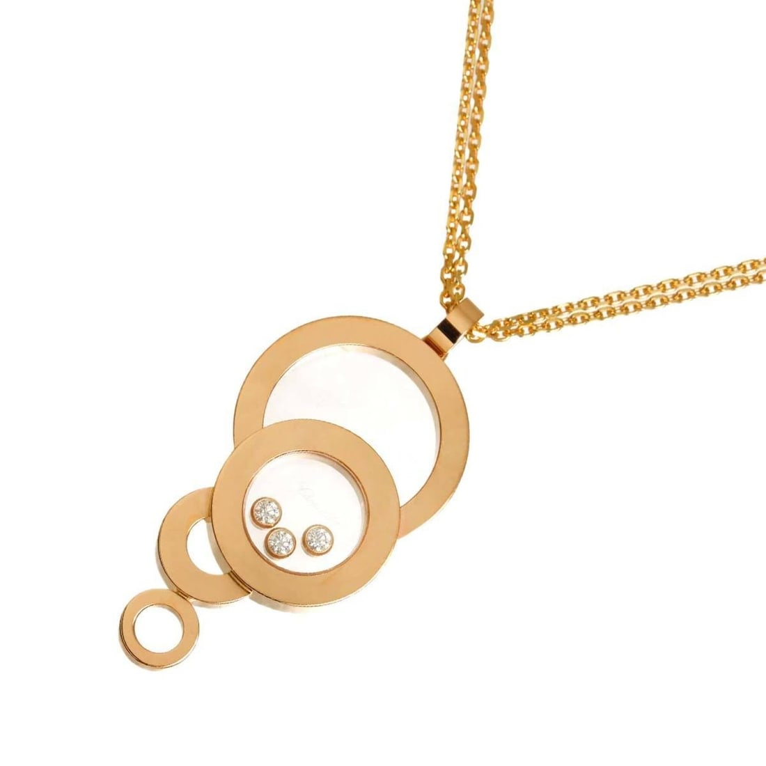 Chopard Happy Diamond Bubble Necklace, 42cm, 18K PG Pink Gold (750): --- Catalog ---Category: SizePendant Size: 42.3mm x 20.1mm / 1.66'' x 0.79''Neck Circumference: 42 cm / 16.53''Category: DesignGender: WomenMaterial: Pink gold (18K)Necklace Type: NecklaceCategory: Ge