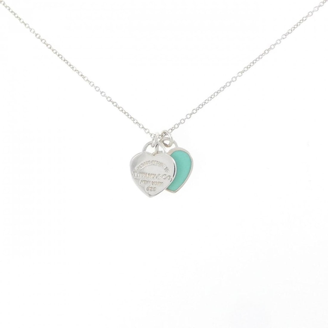 Tiffany & Co. Return to Mini Double Heart Tag Necklace: --- Catalog ---Category: SizePendant Size: 14mm x 9.9mm / 0.55'' x 0.38''Neck Circumference: 41 cm / 16.14''Category: DesignGender: WomenMaterial: Silver 925Pendant Type: PendantNecklace Type: