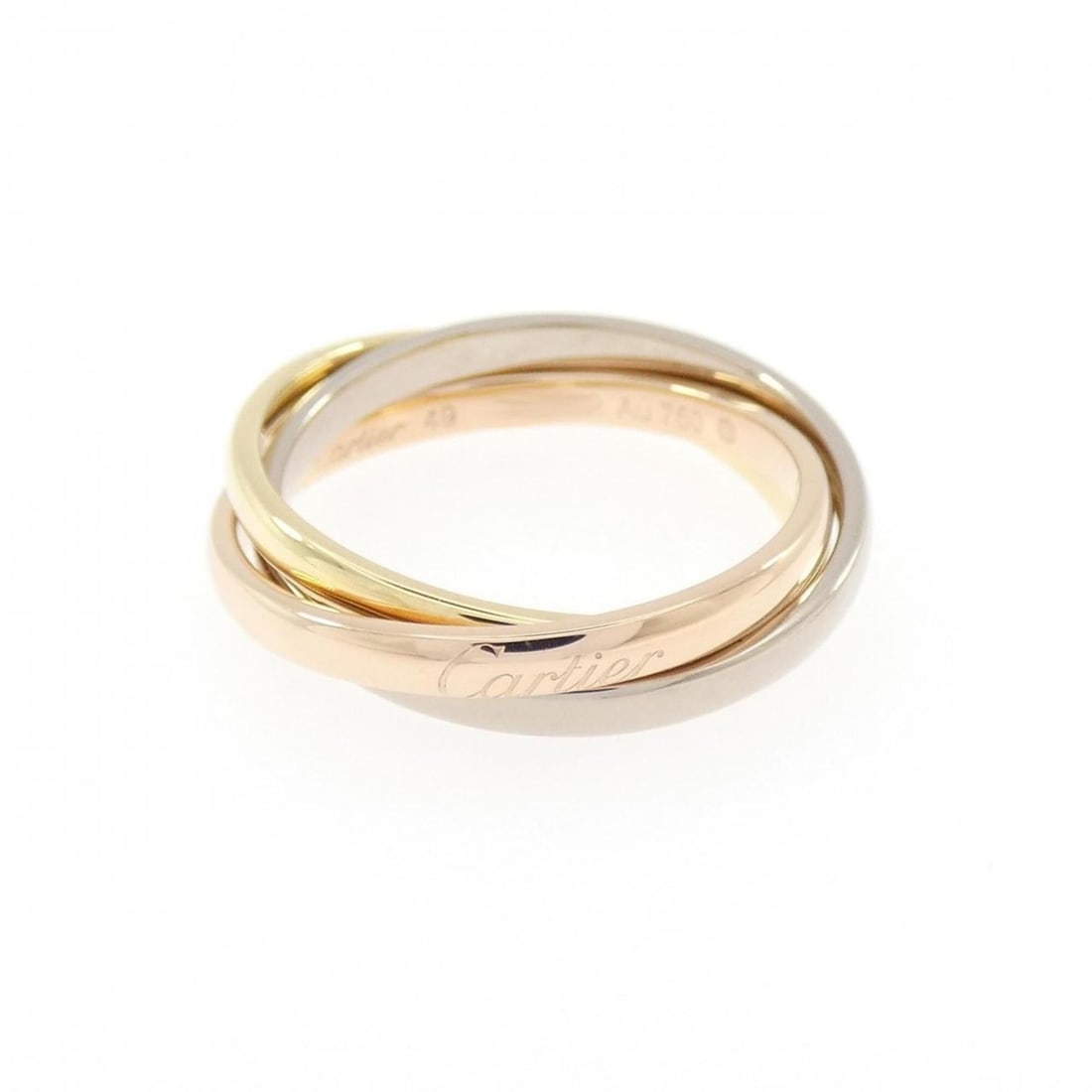 Cartier Trinity Small Ring: --- Catalog ---Category: SizeUS Size: 5Brand Size: 49Category: DesignType: Band ringColor: Pink gold, White gold, Yellow goldGender: WomenMaterial: Pink gold (18K), White gold (18K), Yellow gold (18K)