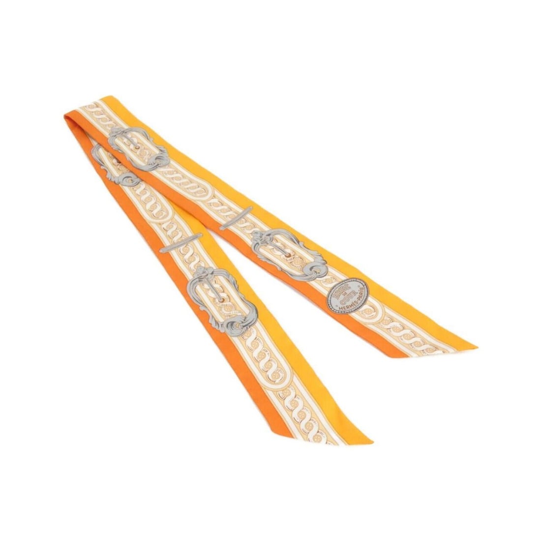 Hermes BRIDE DE COUR Twilly 061517S Scarf Muffler: --- Catalog ---Category: SizeSize (LxW): 5cm x 86cm / 1.96'' x 33.85''Category: DesignType: ScarfColor: OrangeGender: Women,MenMaterial: Silk Category: GeneralMPN: 061517SBrand: Hermes--- Item List --