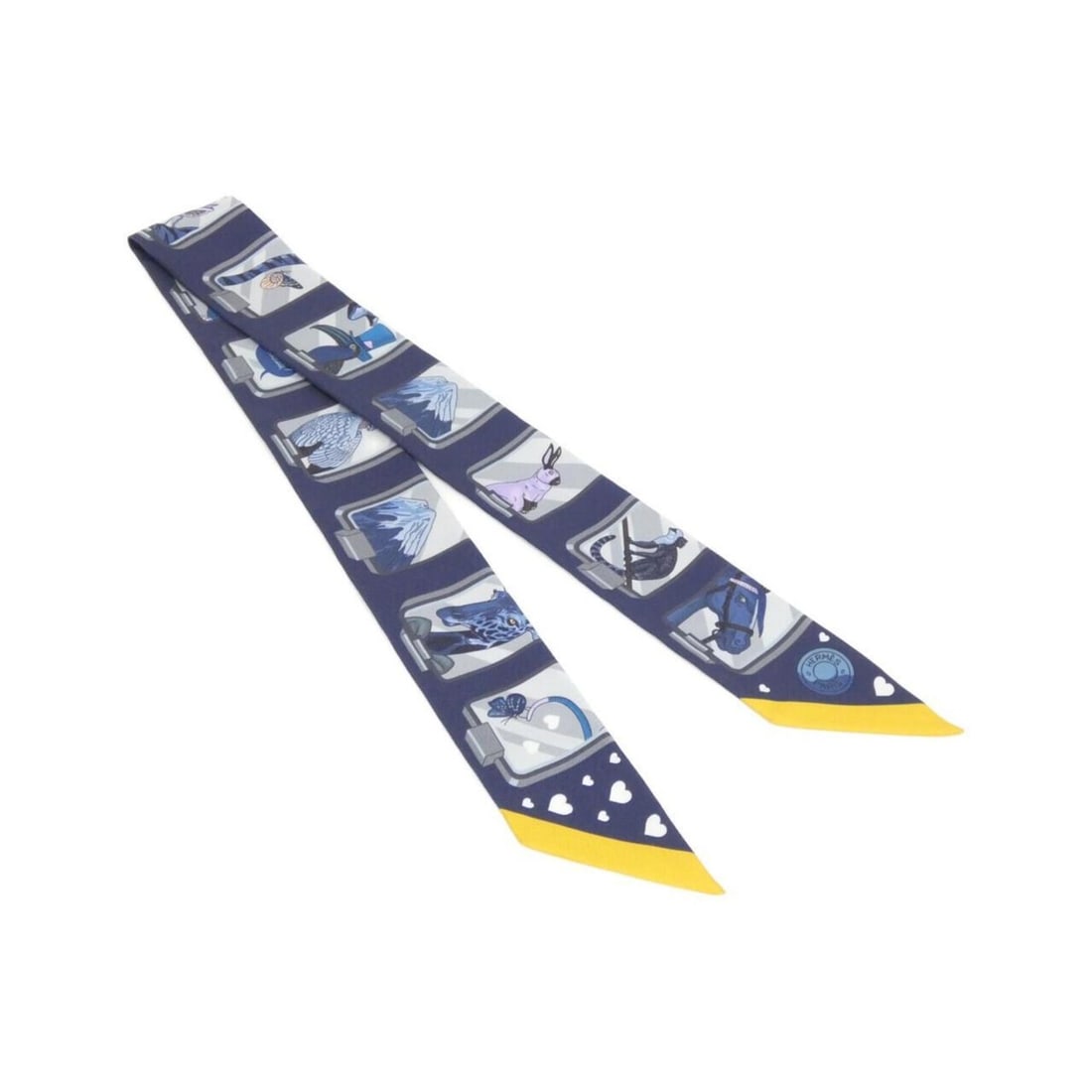 Hermes HERMES STORY Twilly 063875S Scarf Muffler: --- Catalog ---Category: SizeSize (LxW): 5cm x 86cm / 1.96'' x 33.85''Category: DesignType: ScarfColor: BlueGender: Women,MenMaterial: Silk Category: GeneralMPN: 063875SBrand: Hermes--- Item List