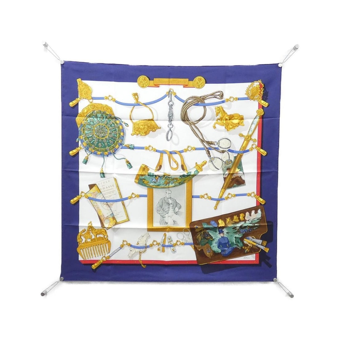 Hermes MEMOIRE D'HERMES Carre Scarf Muffler: --- Catalog ---Category: SizeSize (LxW): 90cm x 90cm / 35.43'' x 35.43''Category: DesignType: ScarfColor: Blue, WhiteGender: Women,MenMaterial: Silk Category: GeneralBrand: Hermes--- Item List ---Sect