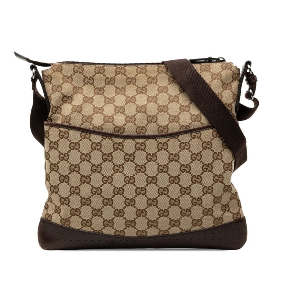 Gucci GG Canvas Crossbody Shoulder Bag 145857 Beige White Leather Women's GUCCI: --- Catalog ---Category: SizeSize (HxWxD): 28cm x 30.5cm x 1cm / 11.02'' x 12'' x 0.39''Category: DesignType: Shoulder bagColor: Beige, WhiteGender: WomenMaterial: GG canvas , Leather Category: