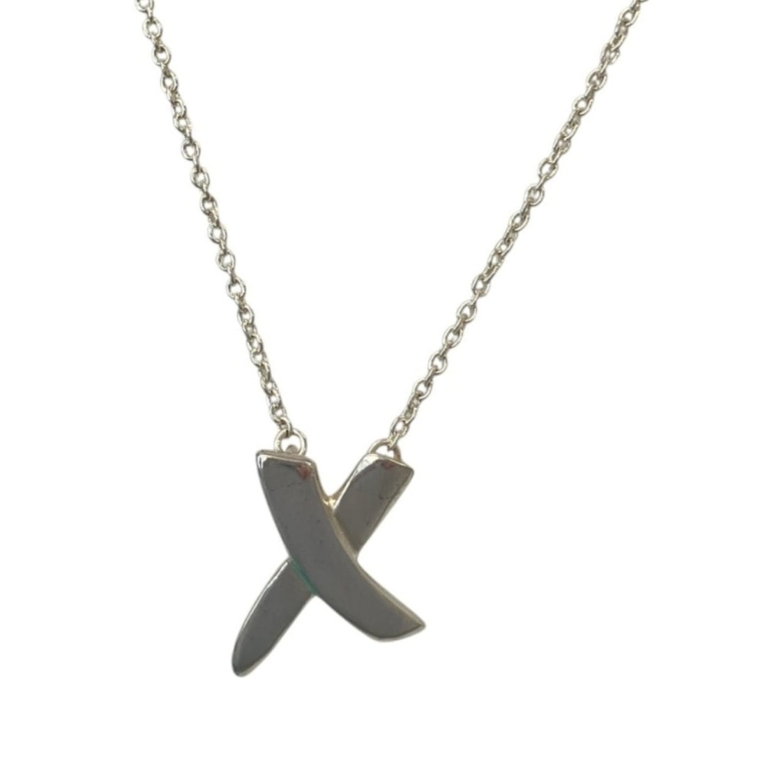 Tiffany & Co. Paloma Picasso Graffiti x Kiss Necklace, 925 Silver, Women's: --- Catalog ---Category: SizePendant Size: 1.5mm x 1mm / 0.05'' x 0.03''Neck Circumference: 40.5 cm / 15.94''Category: DesignColor: SilverGender: WomenMaterial: Silver 925Necklace Type: