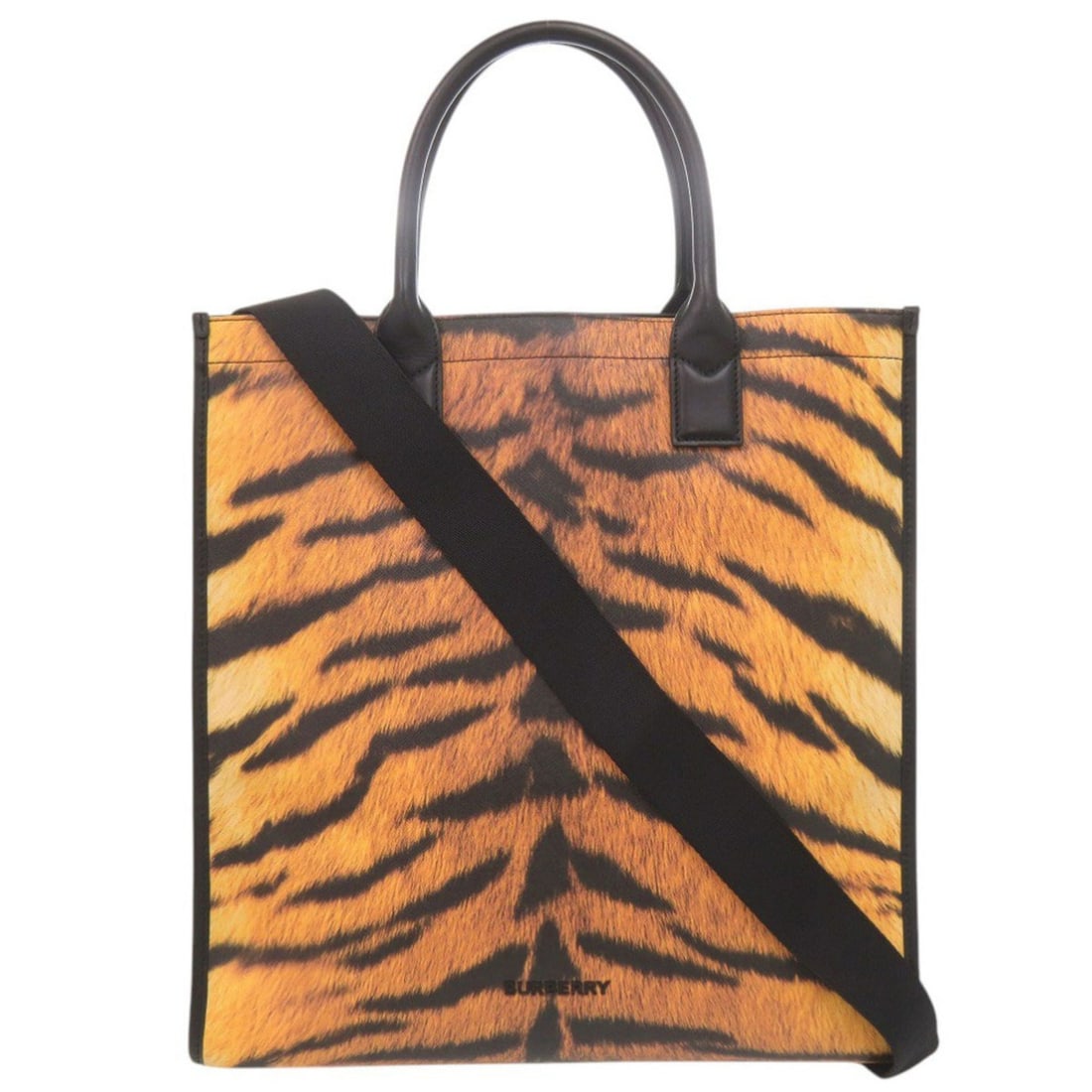 Burberry Tiger Print 2-Way Leather Tote Bag in Orange and Black 0456BURBERRY: --- Catalog ---Category: SizeSize (HxWxD): 37cm x 35.5cm x 13.5cm / 14.56'' x 13.97'' x 5.31''Category: DesignType: Tote bagColor: Black, OrangeGender: WomenMaterial: PVC , Leather Category: GeneralBr